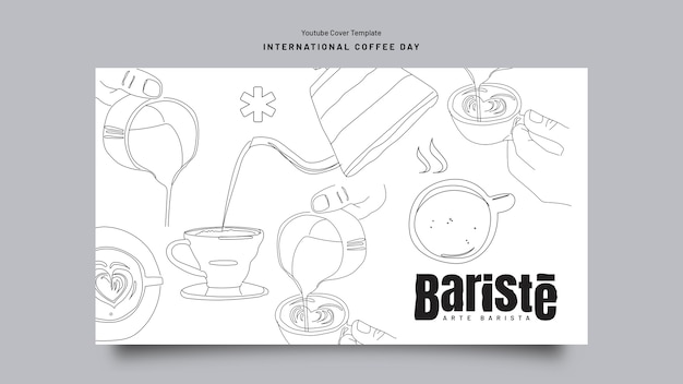Plantilla de día internacional del café de diseño plano