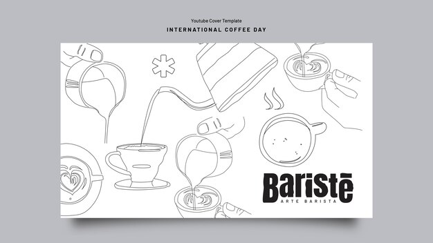 Plantilla de día internacional del café de diseño plano