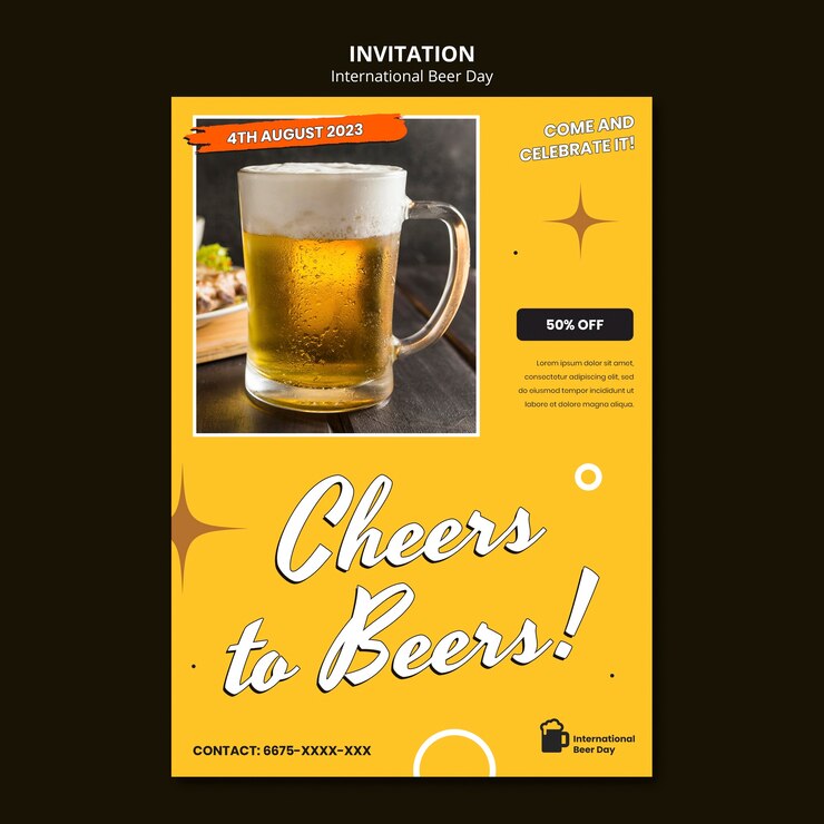 PSD gratuito plantilla de día internacional de la cerveza de diseño plano