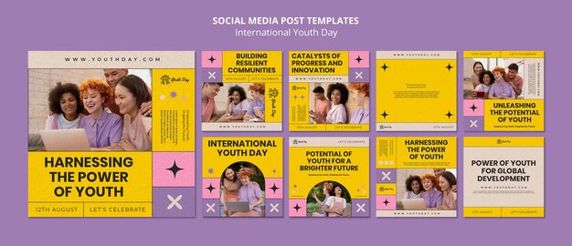 Plantilla de día internacional de la juventud de diseño plano