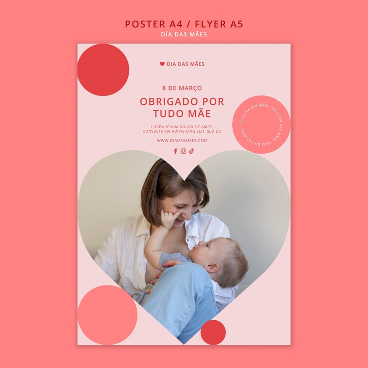 PSD gratuito plantilla de día de la madre de diseño plano