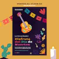 PSD gratuito plantilla de día de muertos de diseño plano