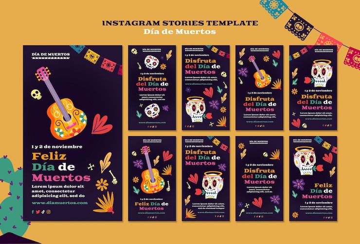 PSD gratuito plantilla de día de muertos de diseño plano
