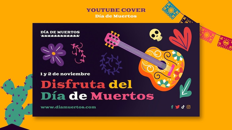 PSD gratuito plantilla de día de muertos de diseño plano