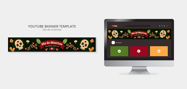 PSD gratuito plantilla de día de muertos de diseño plano