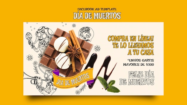 PSD gratuito plantilla de día de muertos de diseño plano