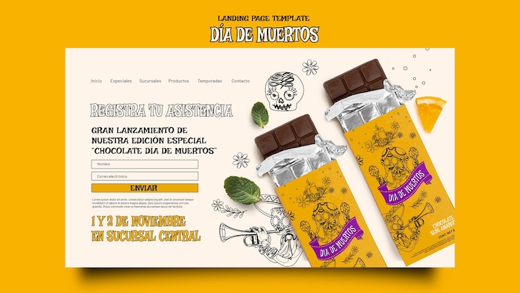 PSD gratuito plantilla de día de muertos de diseño plano