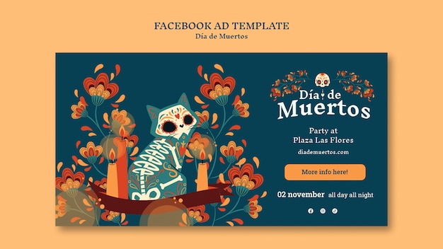 Plantilla de día de muertos de diseño plano