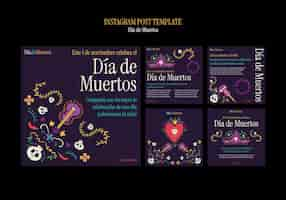 PSD gratuito plantilla de día de muertos de diseño plano