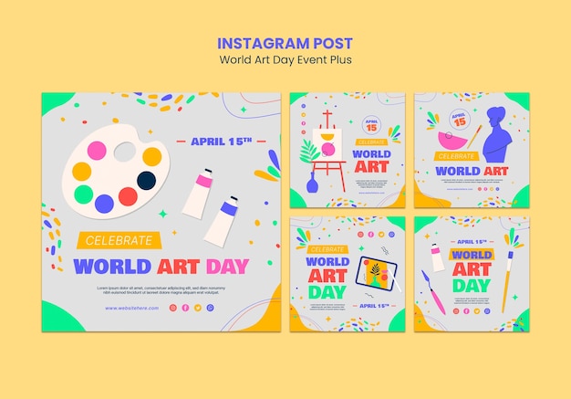 PSD gratuito plantilla de día mundial del arte de diseño plano