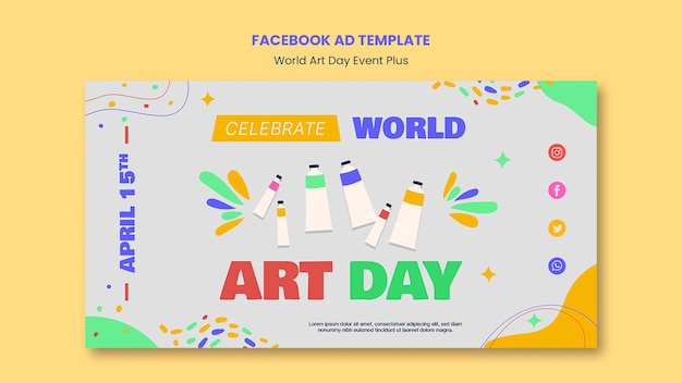 PSD gratuito plantilla de día mundial del arte de diseño plano