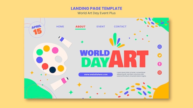 PSD gratuito plantilla de día mundial del arte de diseño plano