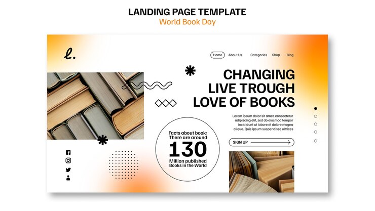 PSD gratuito plantilla de día mundial del libro de diseño plano
