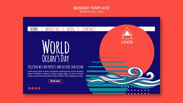 Plantilla del día mundial del océano Banner