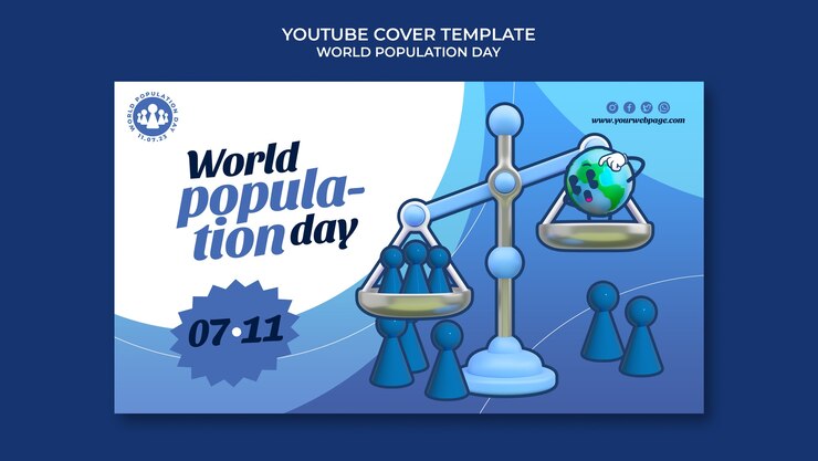 PSD gratuito plantilla de día mundial de la población de diseño plano