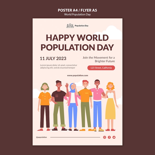 PSD gratuito plantilla del día mundial de la población