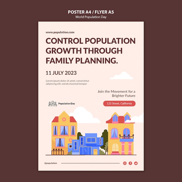 PSD gratuito plantilla del día mundial de la población