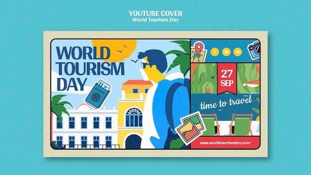 PSD gratuito plantilla de día mundial del turismo de diseño plano