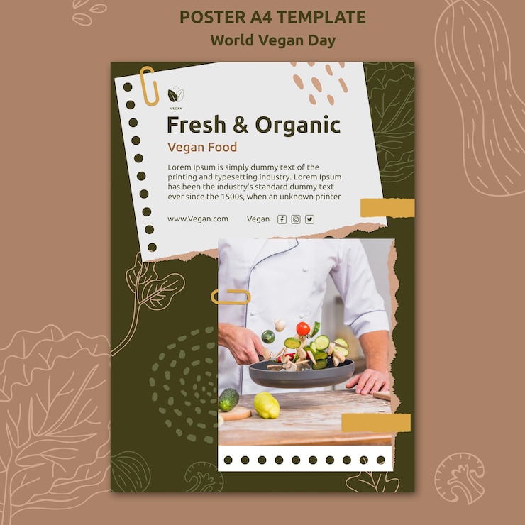 PSD gratuito plantilla de día mundial vegano de diseño plano