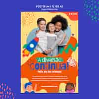 PSD gratuito plantilla de día del niño de diseño plano