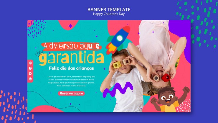 PSD gratuito plantilla de día del niño de diseño plano