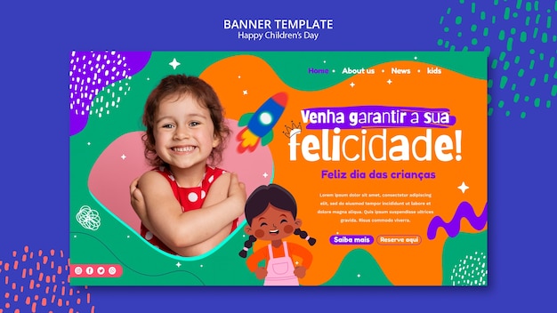 Plantilla de día del niño de diseño plano