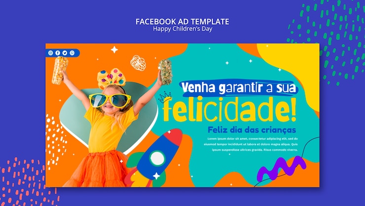 PSD gratuito plantilla de día del niño de diseño plano