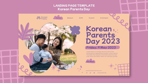 PSD gratuito plantilla de día del padre coreano de diseño plano