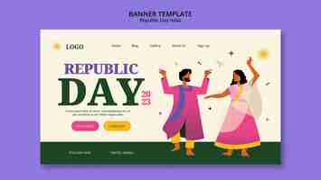 PSD gratuito plantilla de día de la república india de diseño plano