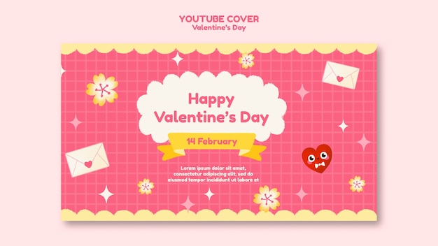 Plantilla de día de san valentín de diseño plano
