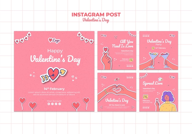 PSD gratuito plantilla de día de san valentín de diseño plano