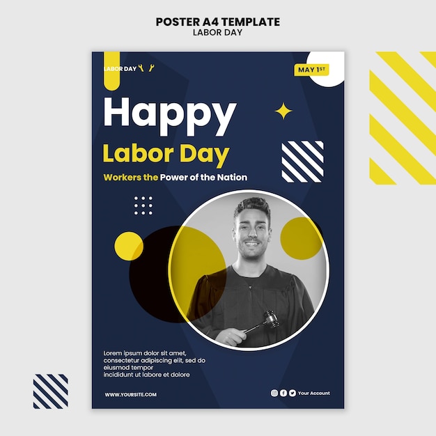 PSD gratuito plantilla de día del trabajo de diseño plano