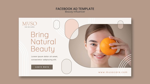 Plantilla de diseño de anuncio de facebook de influencer de belleza