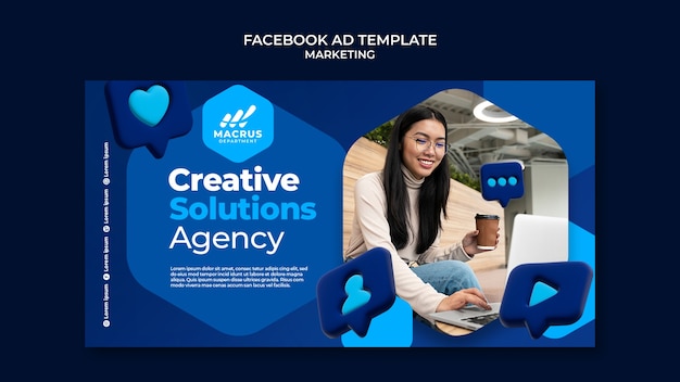 PSD gratuito plantilla de diseño de anuncio de facebook de marketing degradado