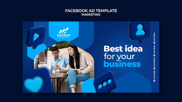 PSD gratuito plantilla de diseño de anuncio de facebook de marketing degradado