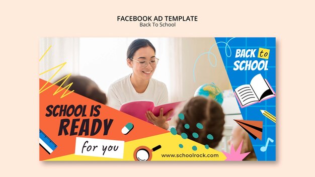 Plantilla de diseño de anuncio de facebook de regreso a la escuela