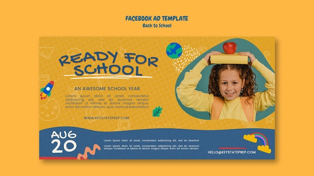 Plantilla de diseño de anuncio de facebook de regreso a la escuela