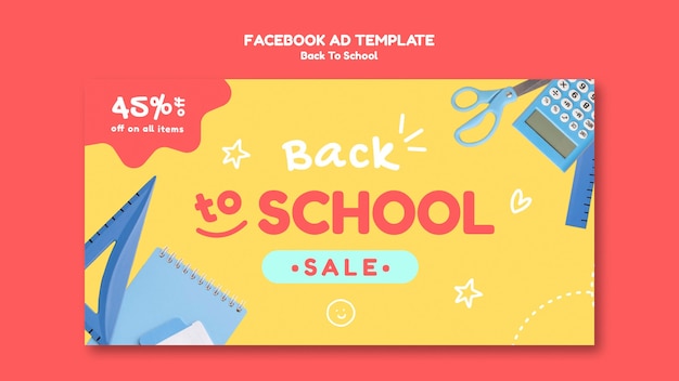 PSD gratuito plantilla de diseño de anuncio de facebook de regreso a la escuela