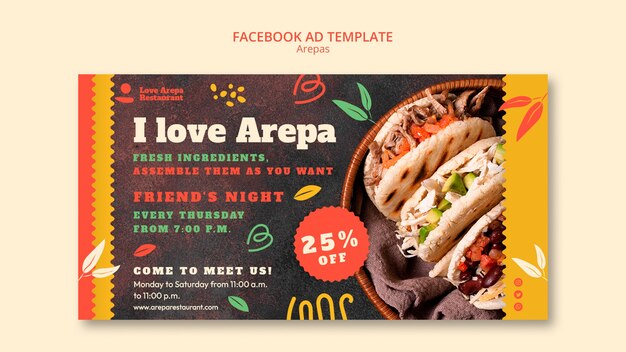 Plantilla de diseño de arepa de diseño plano