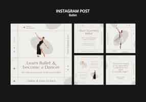PSD gratuito plantilla de diseño de ballet de diseño plano
