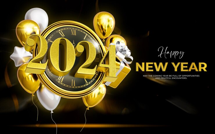 PSD gratuito plantilla de diseño de banner 3d feliz año nuevo 2024