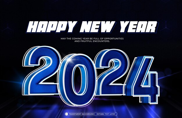 Plantilla de diseño de banner 3d feliz año nuevo 2024