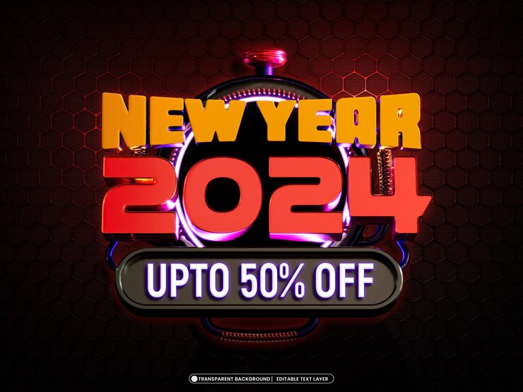 PSD gratuito plantilla de diseño de banner 3d feliz año nuevo 2024