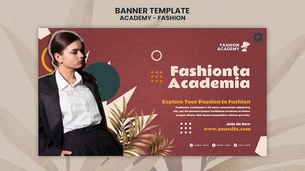 PSD gratuito plantilla de diseño de banner de academia de moda