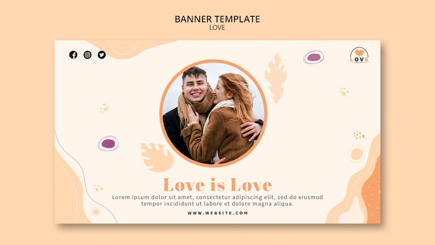 Plantilla de diseño de banner de amor minimalista