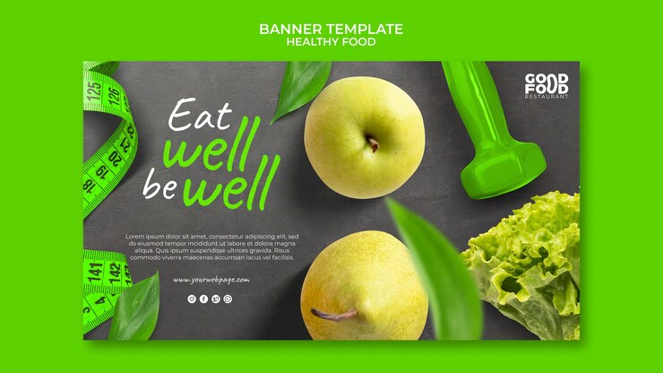 PSD gratuito plantilla de diseño de banner de comida sana