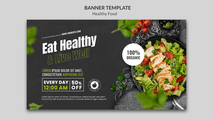 PSD gratuito plantilla de diseño de banner de comida sana