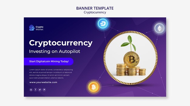Plantilla de diseño de banner de criptomonedas