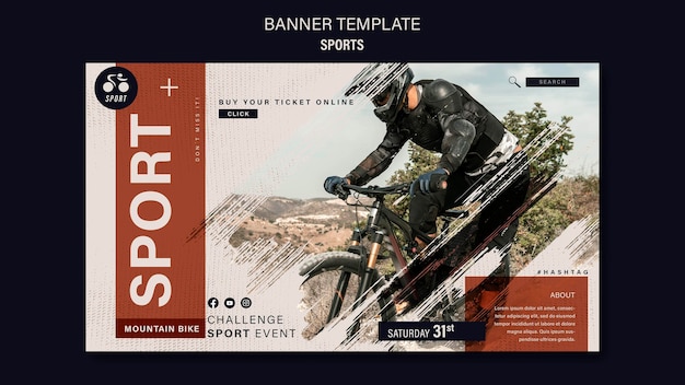Plantilla de diseño de banner de deporte de bicicleta