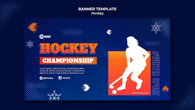 Plantilla de diseño de banner de deporte de hockey